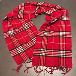 V. Fraas Cashmink Red Plaid Scarf